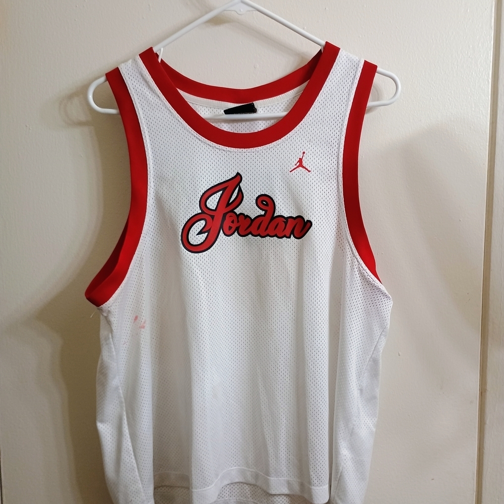 Jordan Red and White Mesh Jersey